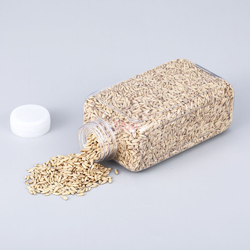 We produce containers for jam in a stackable square plastic bottles design, featuring a moisture-proof twist lid and Food grade induction liners.